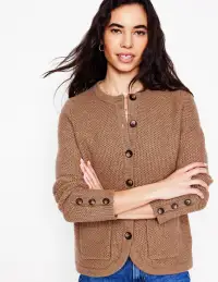 Textured Stitch Cardigan-Praline Brown(2)