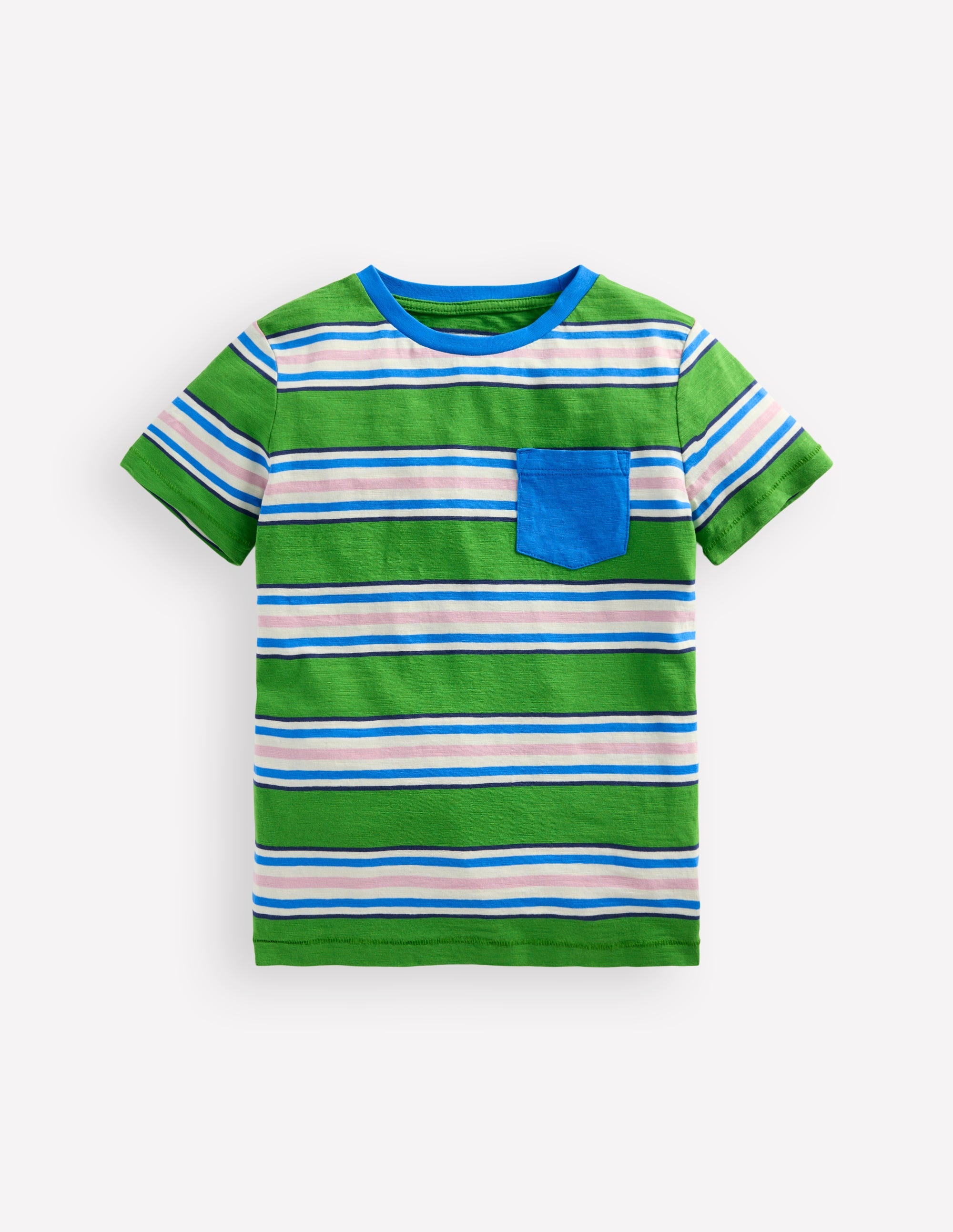Stripe Pocket T-shirt-Lime Juice Green/Cerulean Blue