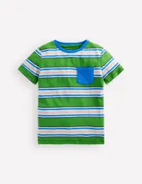 Stripe Pocket T-shirt-Lime Juice Green/Cerulean Blue