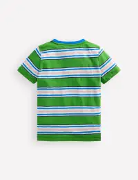 Stripe Pocket T-shirt-Lime Juice Green/Cerulean Blue(2-3y)