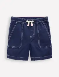 Pull-On Cotton Shorts-Navy
