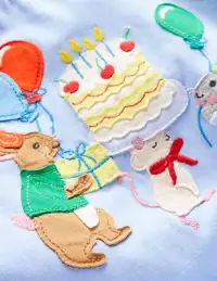 Short Sleeve Appliqué T-shirt-Glacier Blue Birthday Bunnies(12-18m)