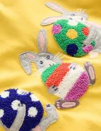 Short Sleeve Appliqué T-shirt-Lemon Yellow Bunnies(2-3y)