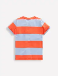 Everyday Short Sleeve T-Shirt-Mandarin Orange/Glacier Stripe(2-3y)