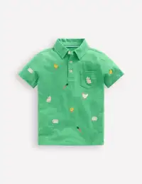 Embroidered Slub Polo Shirt-Easter Multi Embroidery