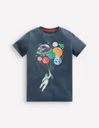 Glow-In-The-Dark T-shirt-Robot Blue Spaceman Planets