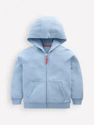 Garment Dye Zip Up Hoodie-Glacier Blue
