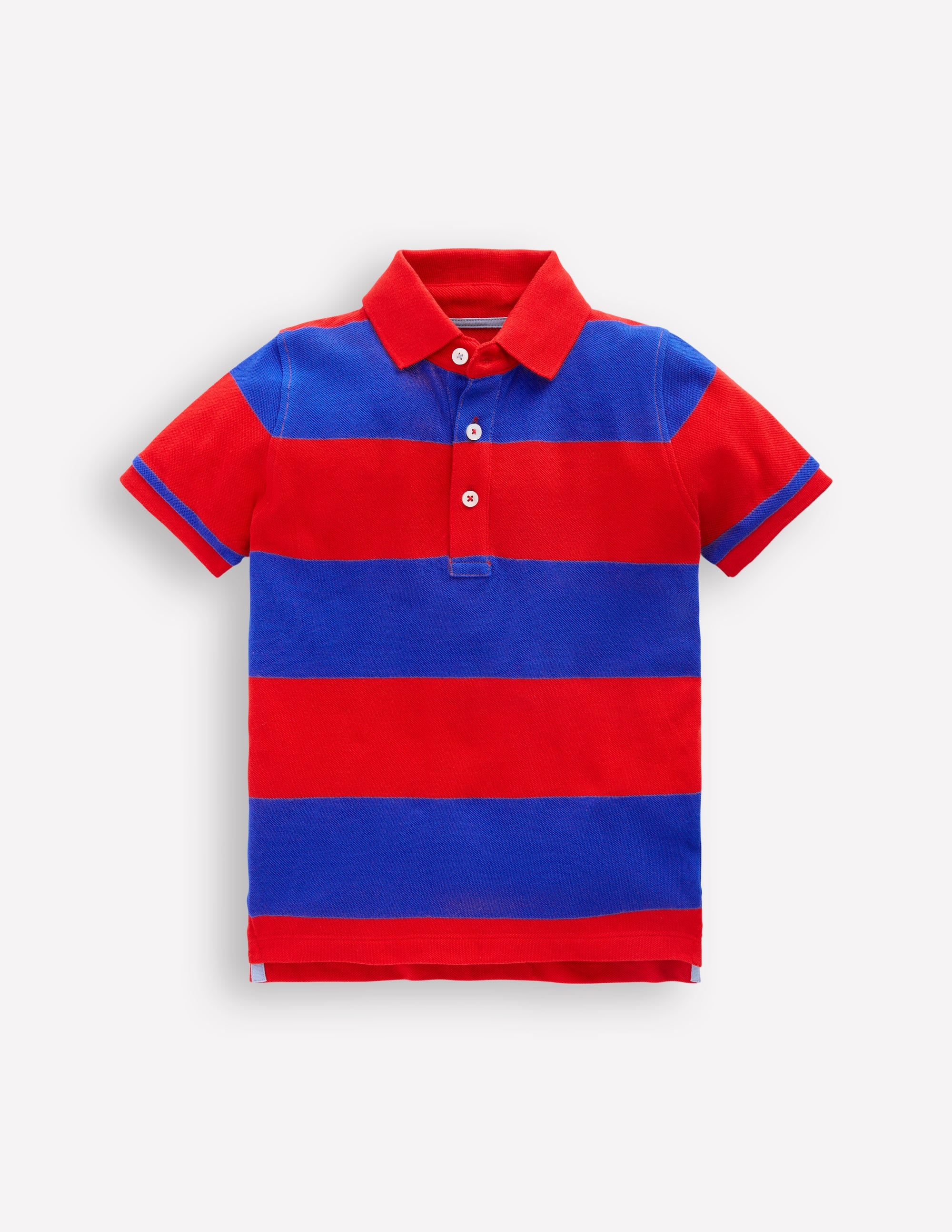 Piqué Polo Shirt-Poppy Red/ Gallery Blue Stripe