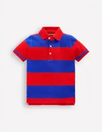 Piqué Polo Shirt-Poppy Red/ Gallery Blue Stripe