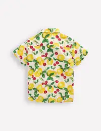 Cotton Linen Shirt-Soft Ivory Lemons and Cherries(2-3y)