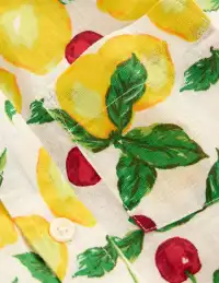 Cotton Linen Shirt-Soft Ivory Lemons and Cherries(2-3y)