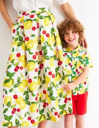 Cotton Linen Shirt-Soft Ivory Lemons and Cherries(2-3y)