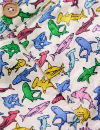 Cotton Linen Shorts-Multi Micro Sharks(2-3y)