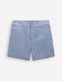Cotton Linen Shorts-Chambray