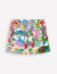 Cotton Linen Shorts-Ivory Multi Jungle(2-3y)