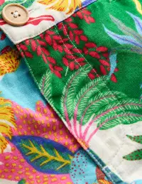 Cotton Linen Shorts-Ivory Multi Jungle(2-3y)