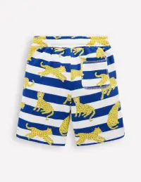 Printed Comfy Shorts-Bright Blue Leopard Stripe(2-3y)