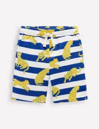 Printed Comfy Shorts-Bright Blue Leopard Stripe(2-3y)