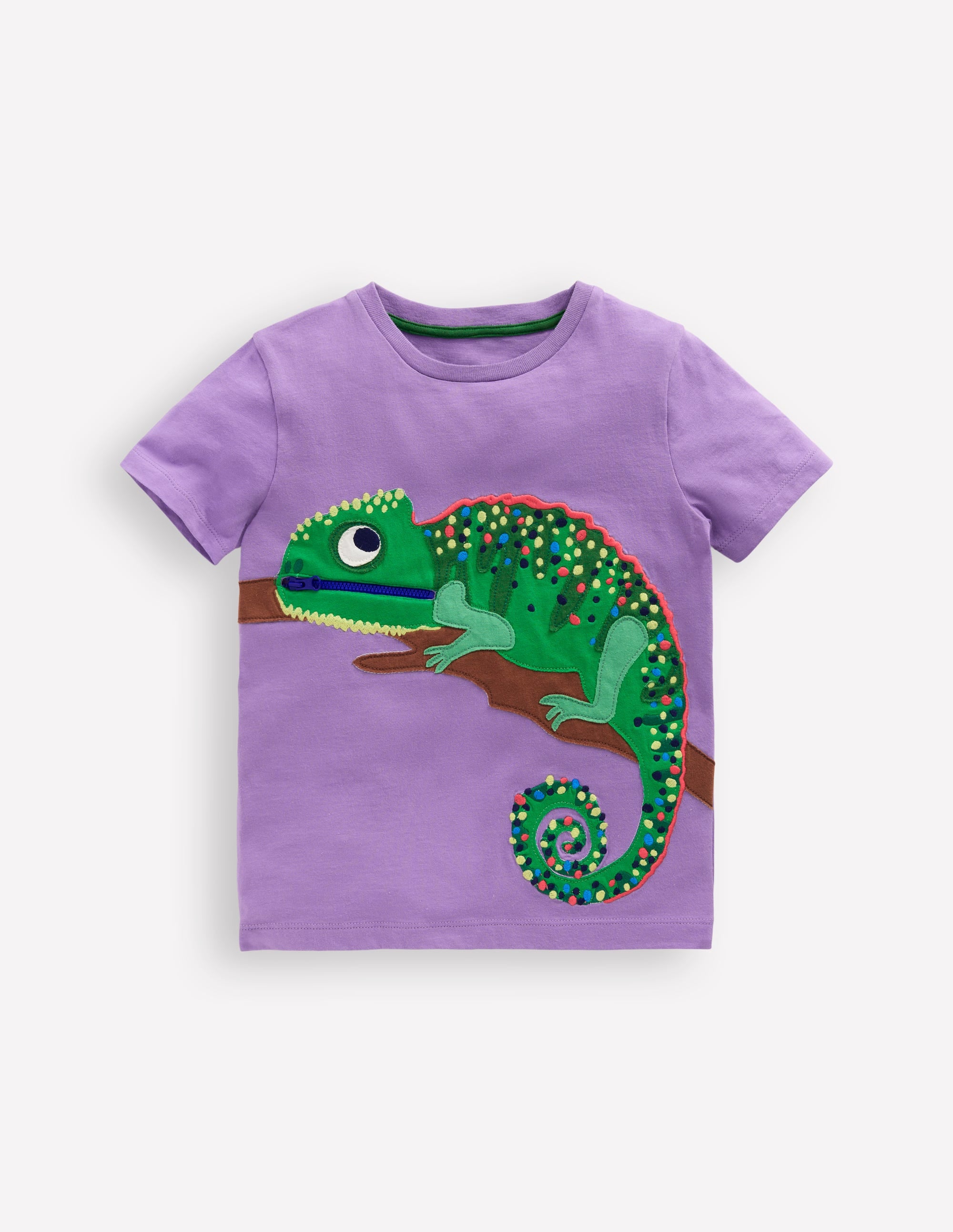 Zip Applique T-shirt-Aster Purple Chameleon
