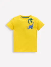 Front & Back Graphic T-shirt-Pineapple Yellow Dino