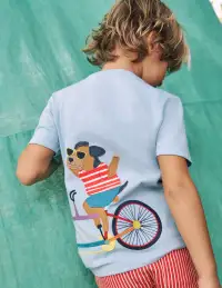 Fun Graphic T-shirt-Vintage Blue Dogs on a Bike