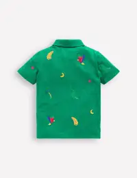 Embroidered Slub Polo Shirt-Shady Green Jungle(2-3y)