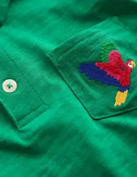 Embroidered Slub Polo Shirt-Shady Green Jungle(2-3y)