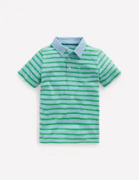 Slub Polo Shirt-Sky Blue/ Sapling Green