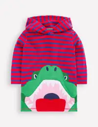 Appliqué Towelling Throw-on-Gallery Blue/ Poppy Red Croc