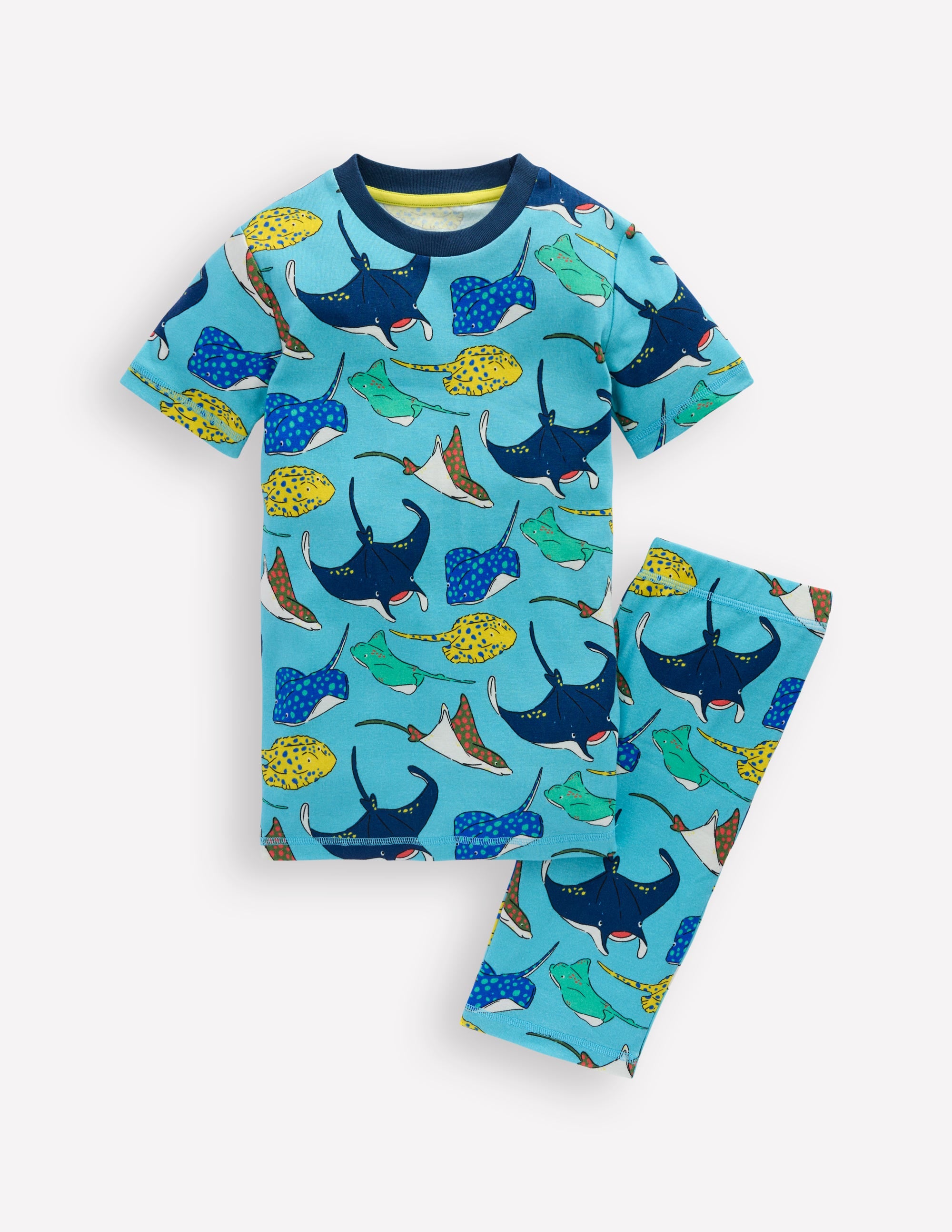 Snug Short John Pajamas-Caribbean Blue Rays