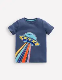 Glow Superstitch T-shirt-Robot Blue UFO