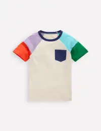 Short Sleeve Raglan T-Shirt-Oatmeal(2-3y)