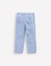Cotton Linen Pull-On Pants-Blue Ticking(2-3y)