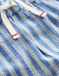 Cotton Linen Pull-On Pants-Blue Ticking(2-3y)