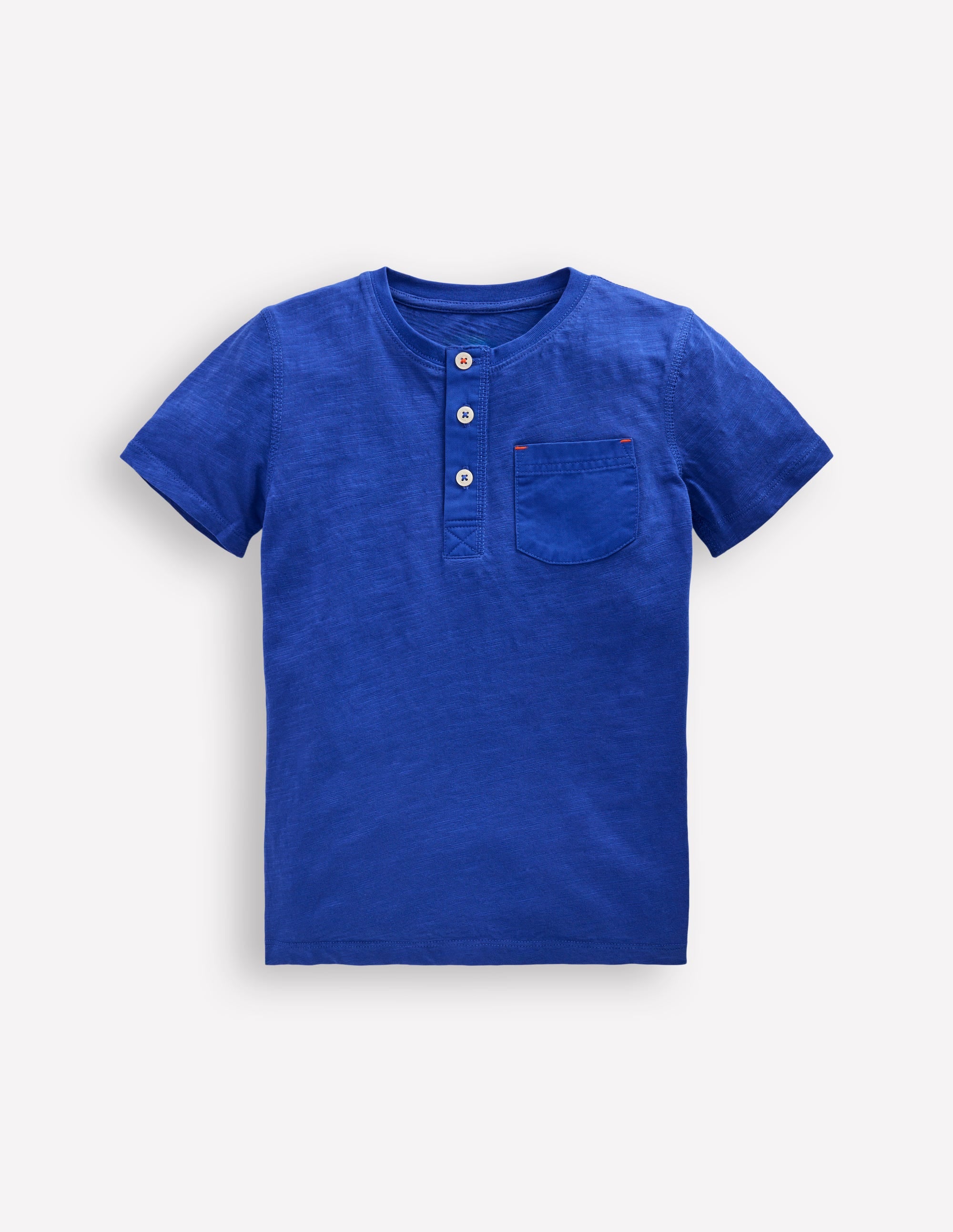 Short Sleeve Henley T-Shirt-Bright Blue