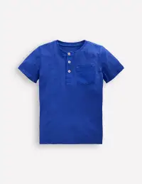 Short Sleeve Henley T-Shirt-Bright Blue