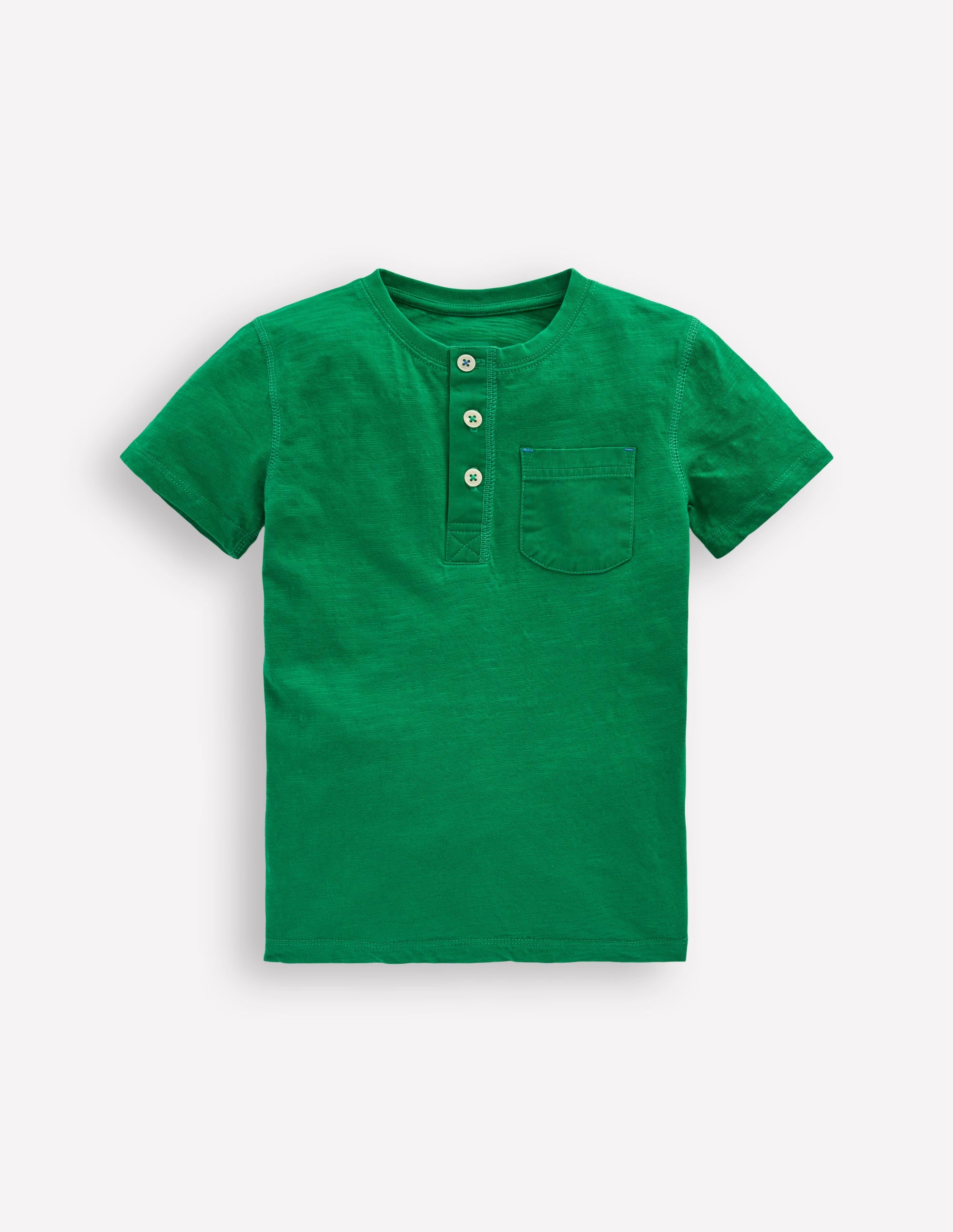 Short Sleeve Henley T-Shirt-Rich Emerald