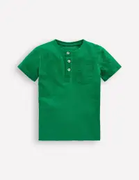 Short Sleeve Henley T-Shirt-Rich Emerald