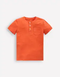 Short Sleeve Henley T-Shirt-Orange