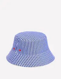 Reversible Bucket hat-Sapphire Blue Ticking Stripe