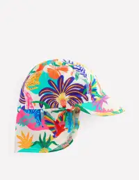Printed Sun Safe Hat-Soft Ivory Multi Jungle