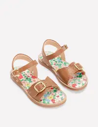 Leather Buckle Sandals-Tan(24)