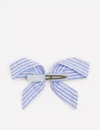 Striped Hair Bow-Blue Ticking(ONE)