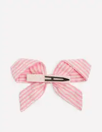 Striped Hair Bow-Pink Ticking(ONE)