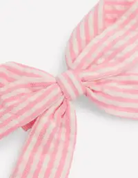 Striped Hair Bow-Pink Ticking(ONE)