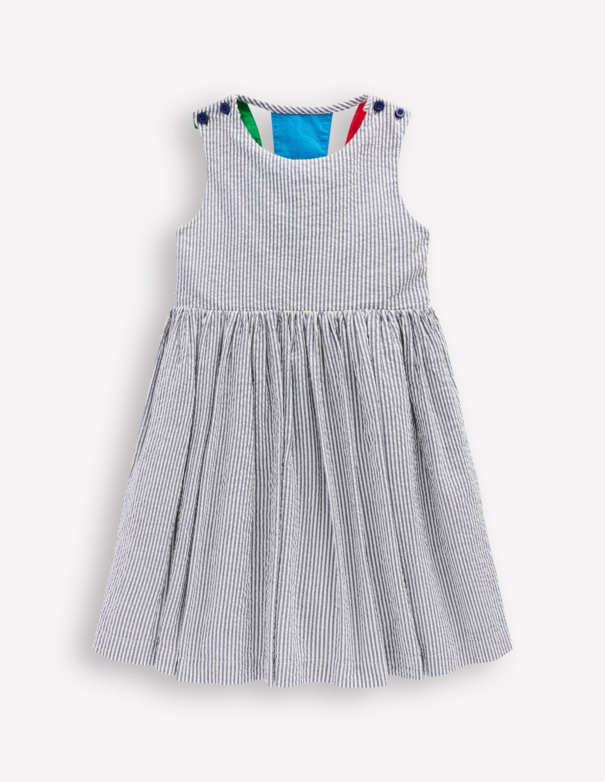 Zadie Applique Back Dress-Navy/ Ivory Stripe Sunray