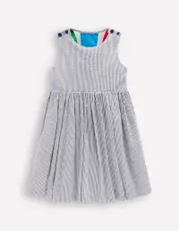 Zadie Applique Back Dress-Navy/ Ivory Stripe Sunray