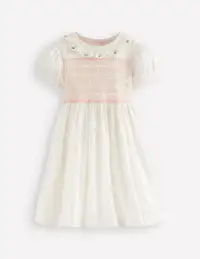 Occasion Smocked Dress-Ivory