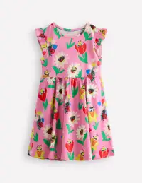 Posie Frill Sleeve Dress-Sugared Lilac Spring Garden(2-3y)