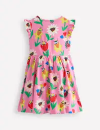 Posie Frill Sleeve Dress-Sugared Lilac Spring Garden(2-3y)